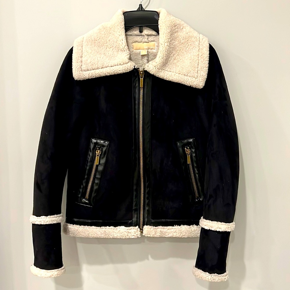 Michael Kors Faux Shearling Sherpa Lined women’s black jacket